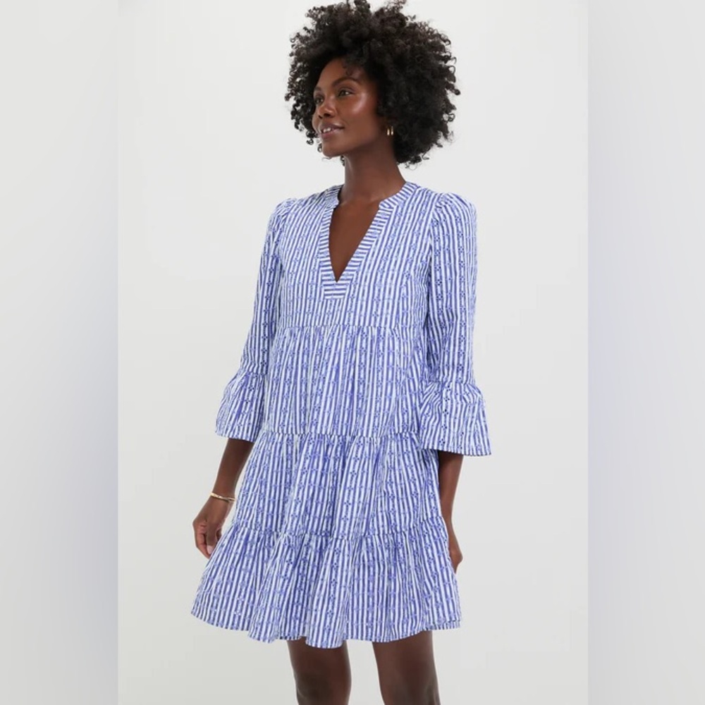 Pomander Place Tuckernuck Blue Striped and embroidered Dress